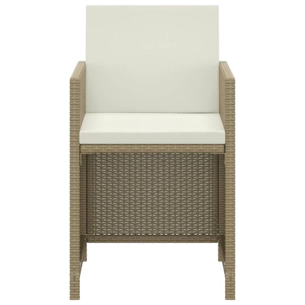 vidaXL 3 Piece Garden Dining Set with Cushions Poly Rattan Beige