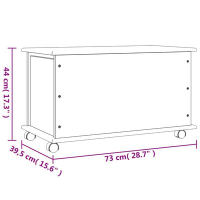 vidaXL Storage Chest with Wheels ALTA White 73x39.5x44 cm Solid Wood Pine