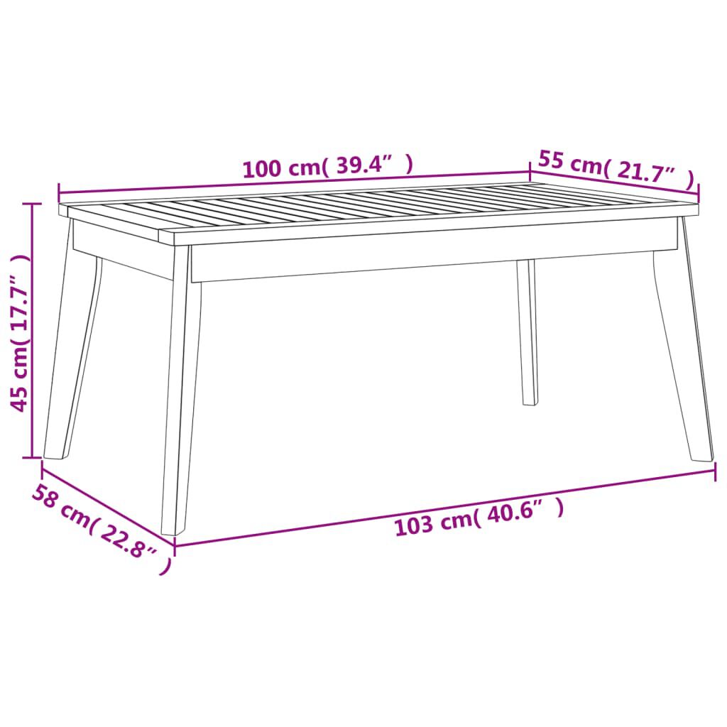 vidaXL Garden Dining Table 100x55x45 cm Solid Wood Acacia
