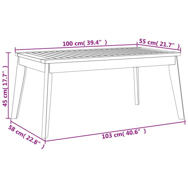 vidaXL Garden Dining Table 100x55x45 cm Solid Wood Acacia