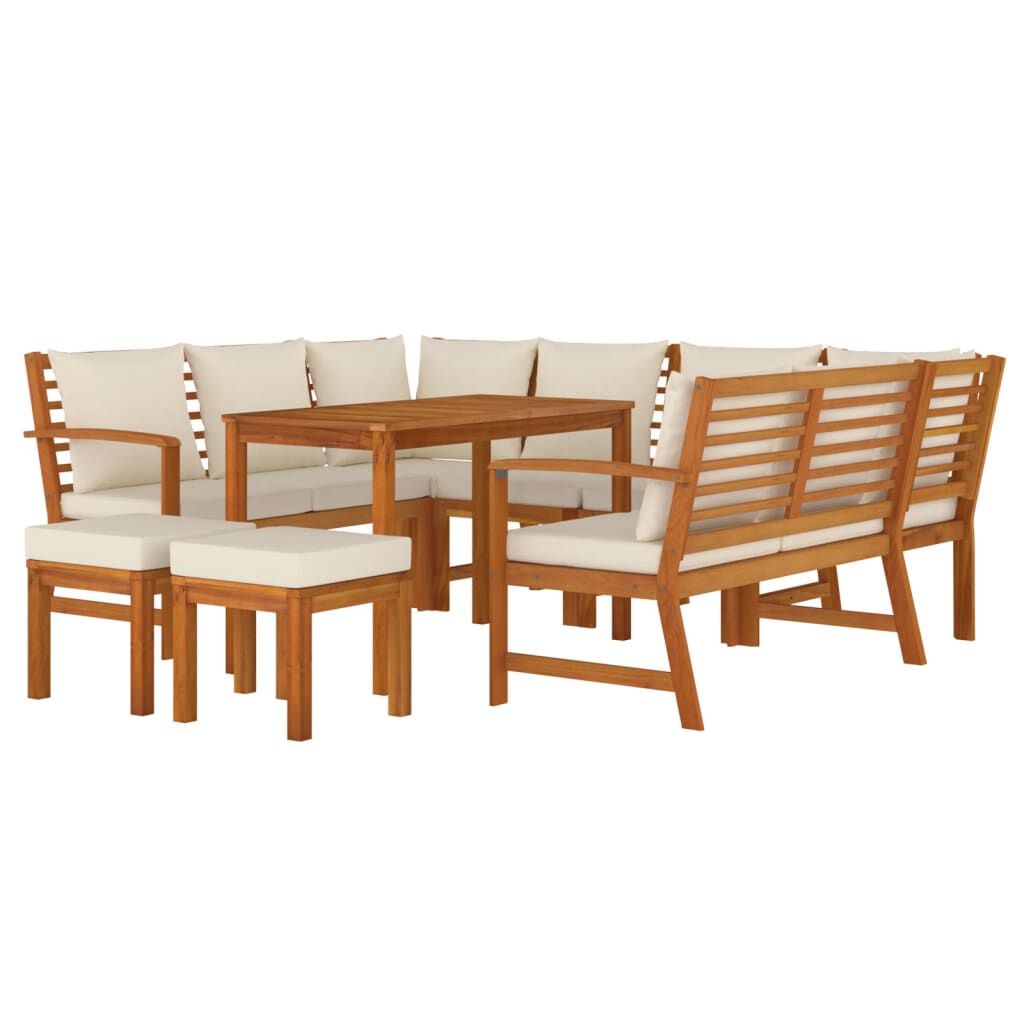 vidaXL 9 Piece Garden Dining Set with Cushions Solid Wood Acacia