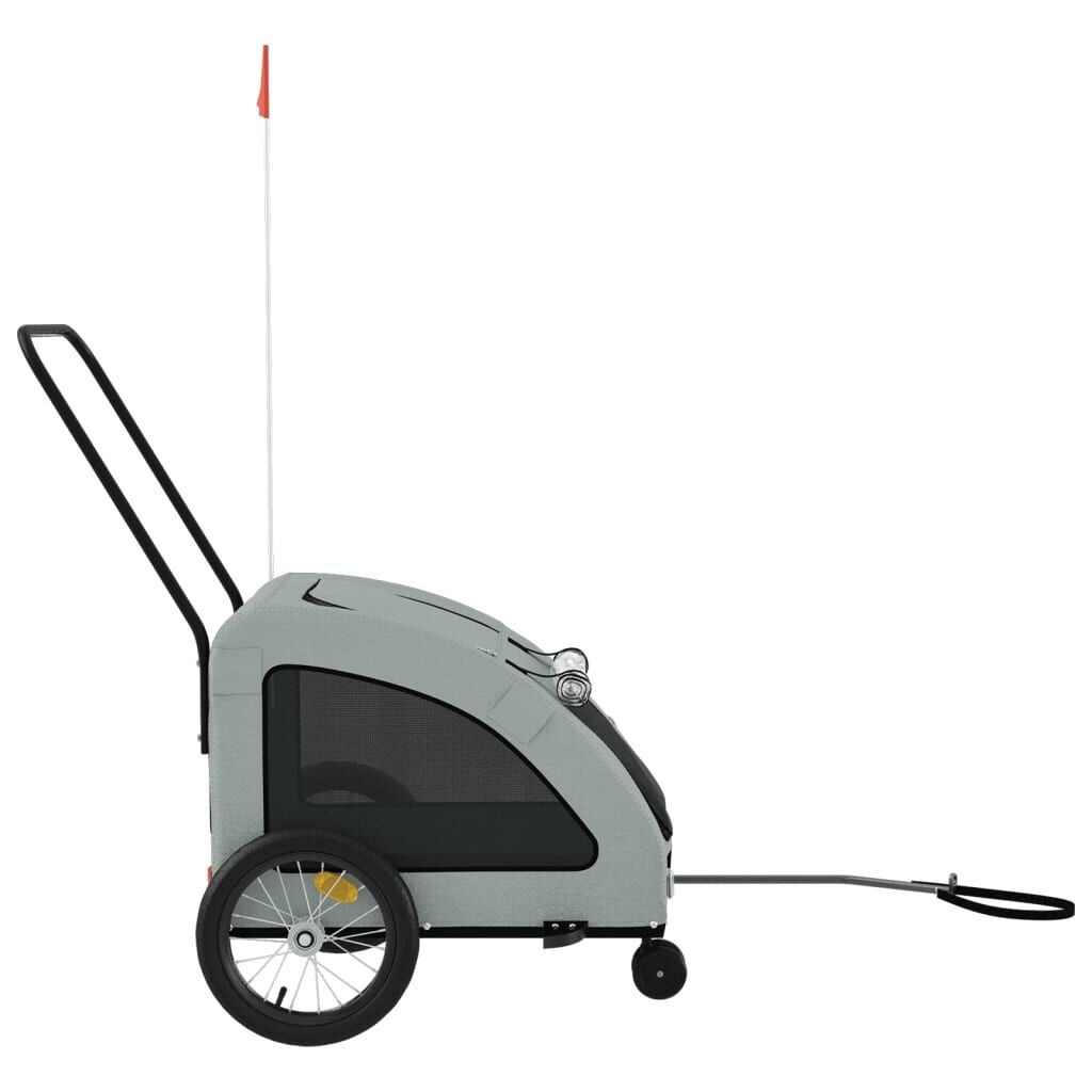 vidaXL Pet Bike Trailer Grey Oxford Fabric and Iron