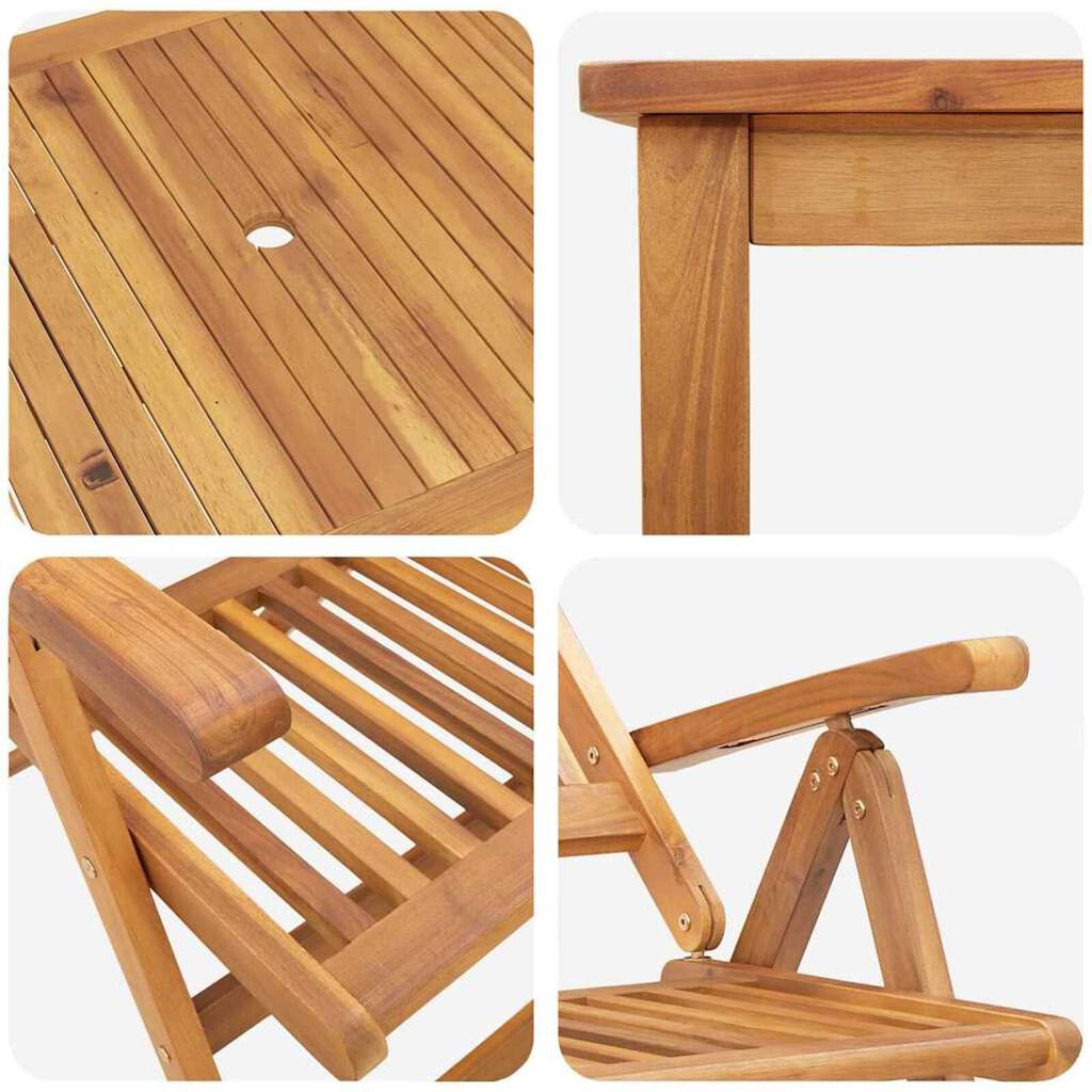 vidaXL Garden Dining Set Folding 7 pcs Brown Solid Acacia wood