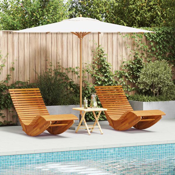 vidaXL Rocking Sun Loungers 2 pcs Brown 154 x 60 x 74 cm