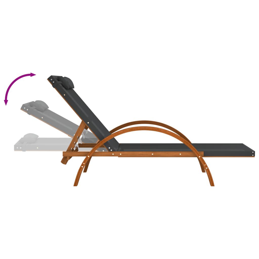 vidaXL Sun Lounger with Pillow Grey Textilene and Solid Wood Poplar