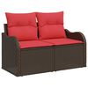vidaXL Sofa Set with Cushion 6 pcs Brown Poly Rattan