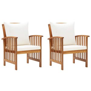 vidaXL Garden Chairs with Cushions 2 pcs Solid Acacia Wood
