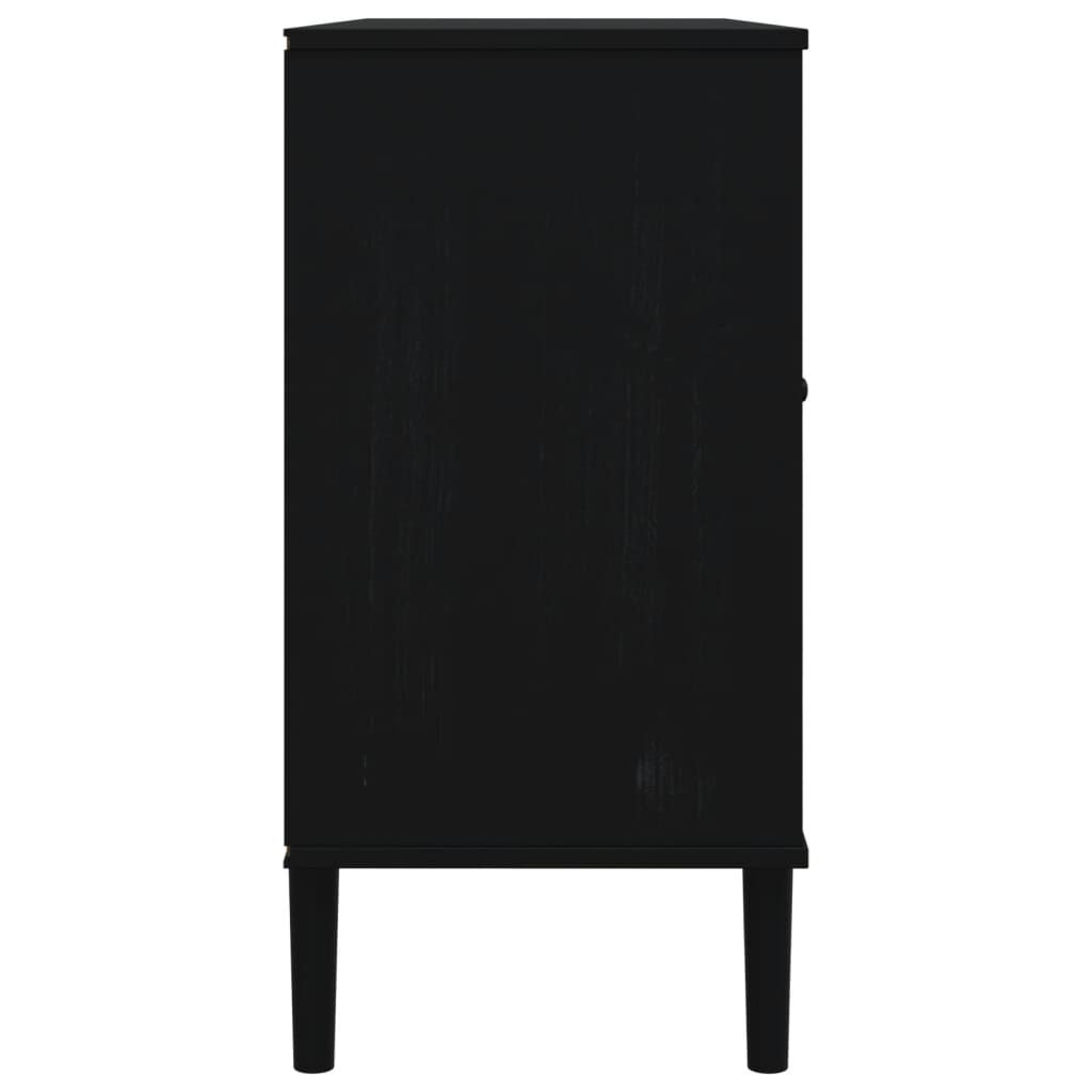 vidaXL Sideboard SENJA Rattan Look Black 112x40x80 cm Solid Wood Pine