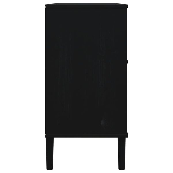 vidaXL Sideboard SENJA Rattan Look Black 112x40x80 cm Solid Wood Pine