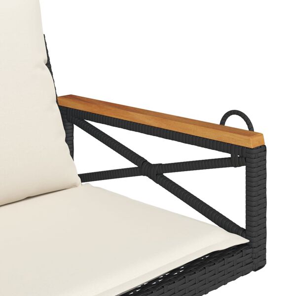 vidaXL Swing Bench with Cushions Black 63x62x40 cm Poly Rattan
