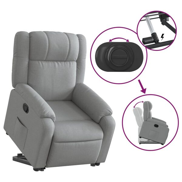 vidaXL Stand up Recliner Chair Light Grey Fabric