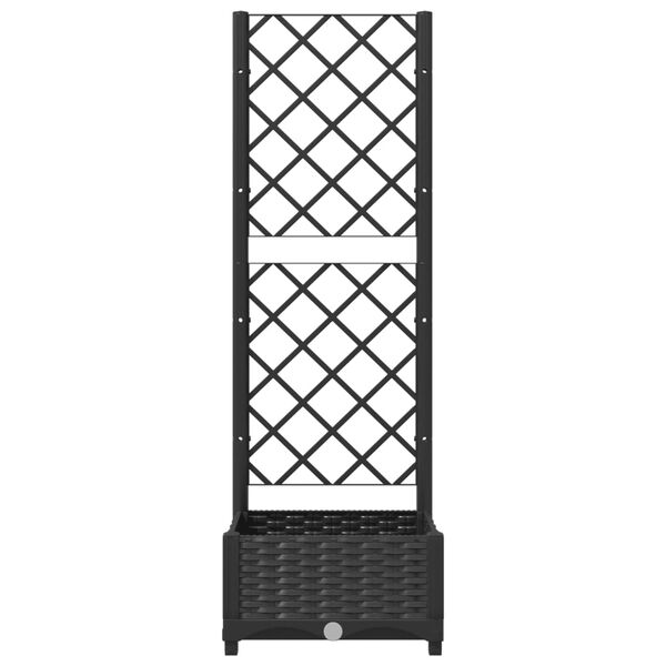 vidaXL Garden Planter with Trellis Black 40x40x121.5 cm PP