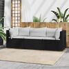 vidaXL 3 Piece Garden Lounge Set with Cushions Black Poly Rattan