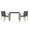 vidaXL 3 Piece Garden Dining Set with Cushions Grey Poly Rattan
