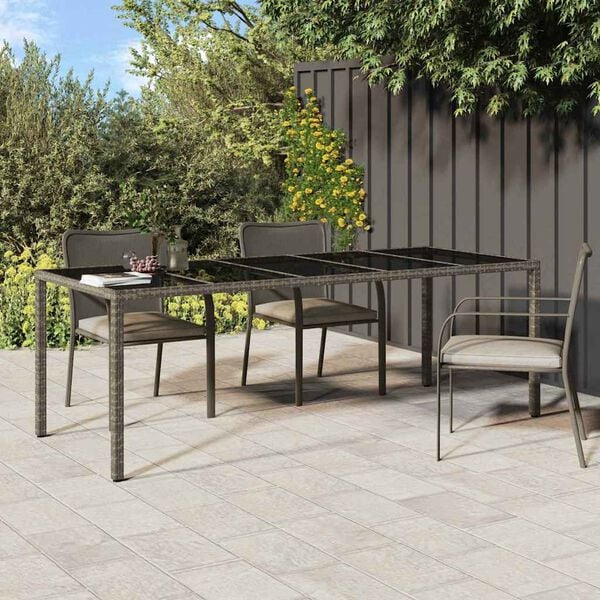 vidaXL Garden Table Grey 250 x 100 x 75 cm Poly Rattan
