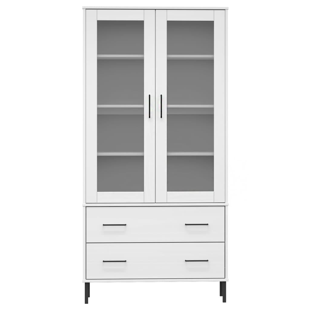 vidaXL Bookcase with Metal Legs White 85x35x172.5 cm Solid Wood OSLO