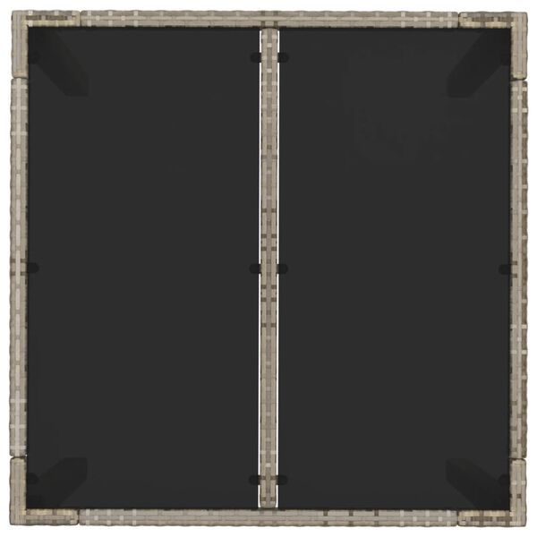 vidaXL Garden Table with Glass Top Grey 90x90x75 cm Poly Rattan