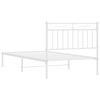 vidaXL Metal Bed Frame without Mattress with Headboard White 100x190cm