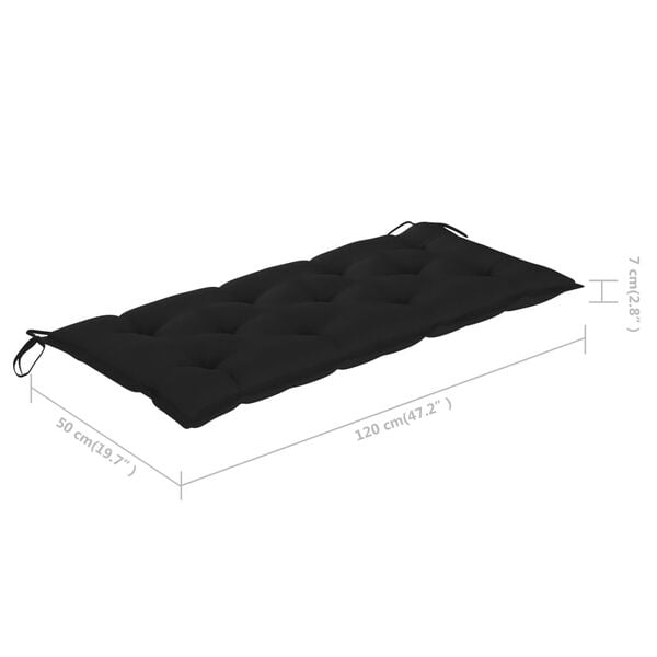 vidaXL Folding Garden Bench with Cushion 118 cm Bamboo