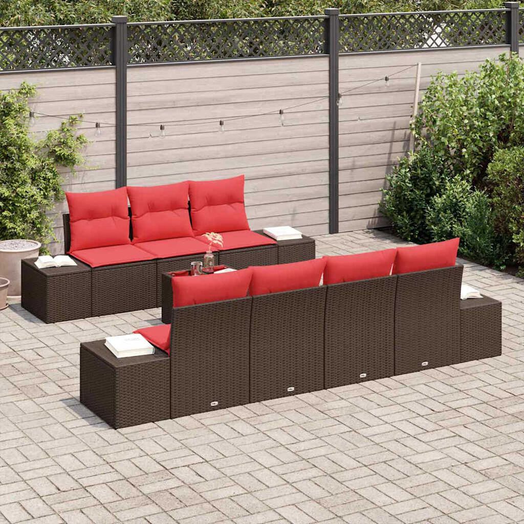 vidaXL Garden Sofa Set 8 pcs Brown Poly rattan