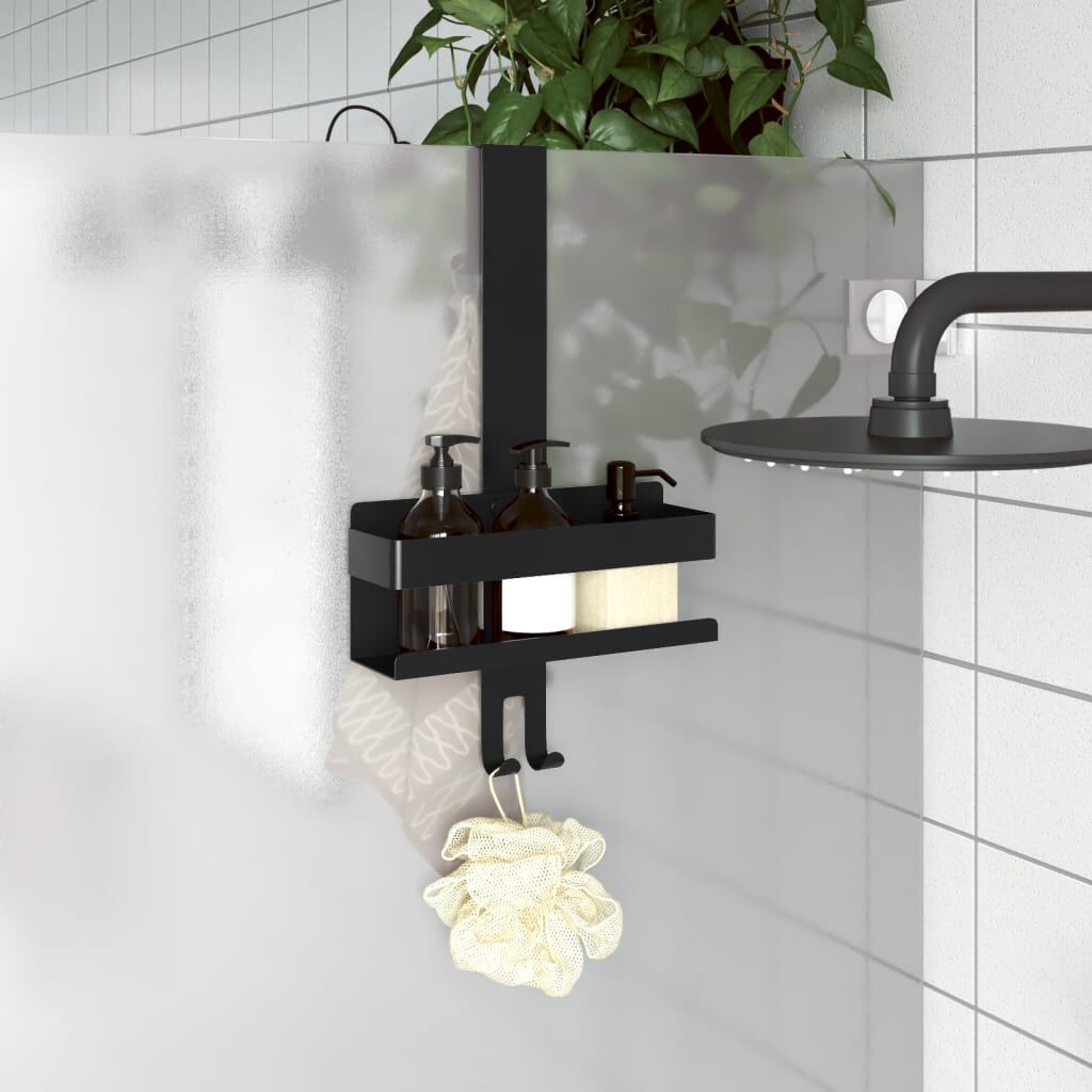 vidaXL Hanging Shower Caddy Matt Black Brushed 304 Stainless Steel