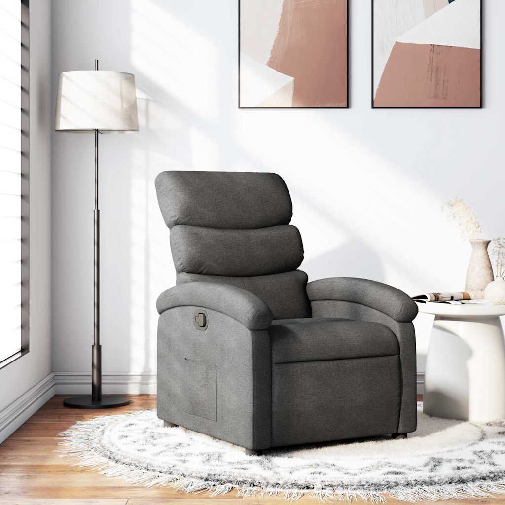 vidaXL Recliner Chair Dark Grey Fabric