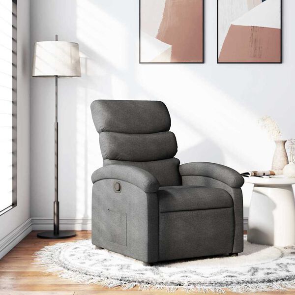 vidaXL Recliner Chair Dark Grey Fabric