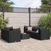 vidaXL 6 Piece Garden Lounge Set with Cushions Black Poly Rattan