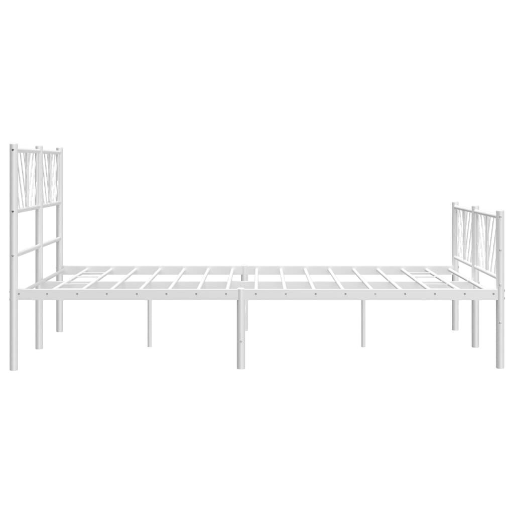 vidaXL Metal Bed Frame without Mattress with Footboard White 135x190cm