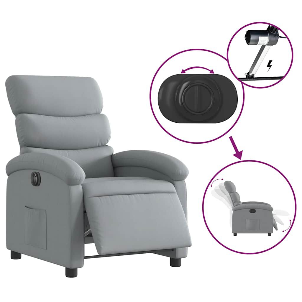 vidaXL Electric Recliner Chair Light Grey Fabric