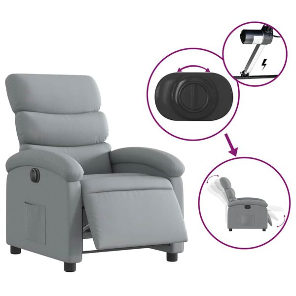vidaXL Electric Recliner Chair Light Grey Fabric