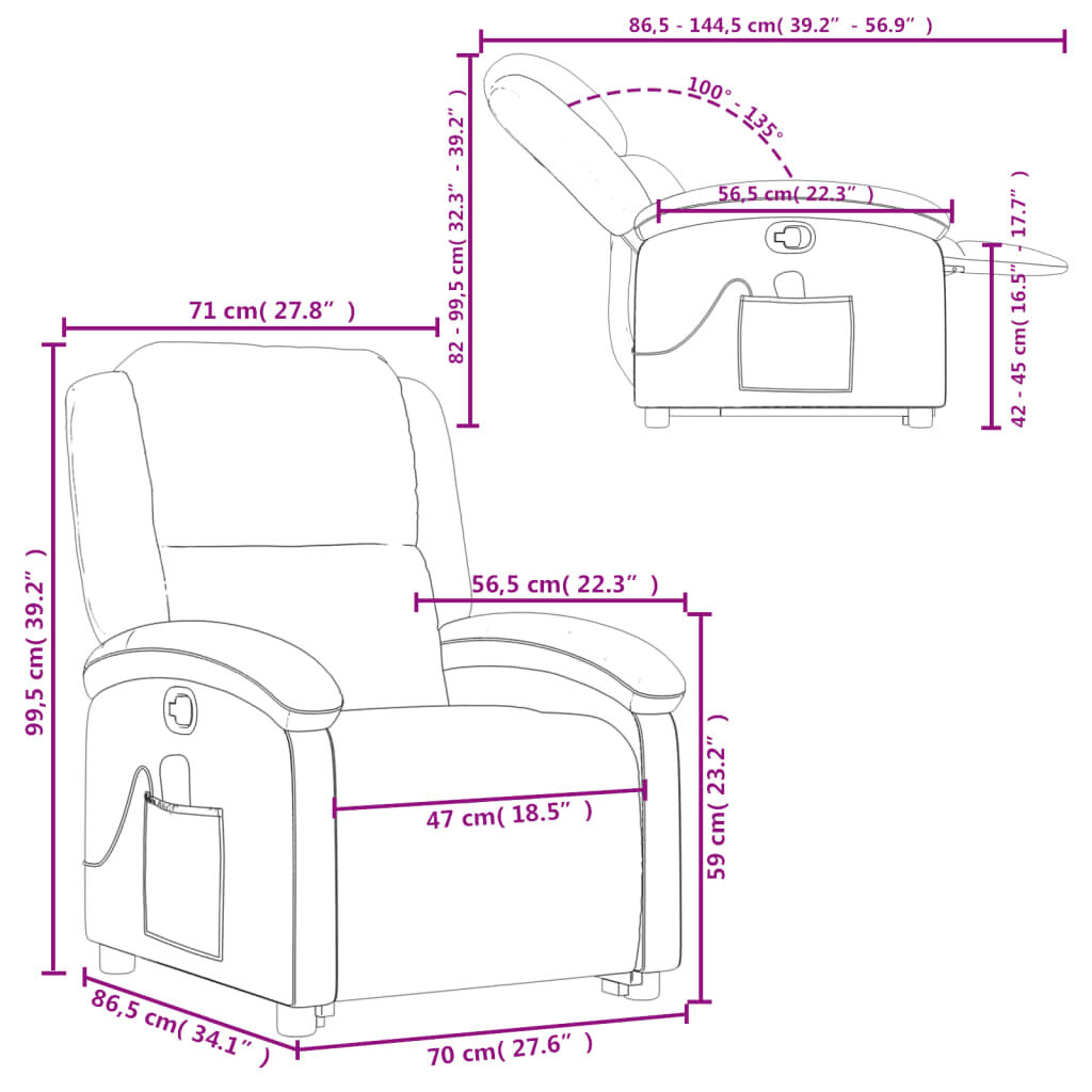 vidaXL Stand up Massage Recliner Chair Black Faux Leather