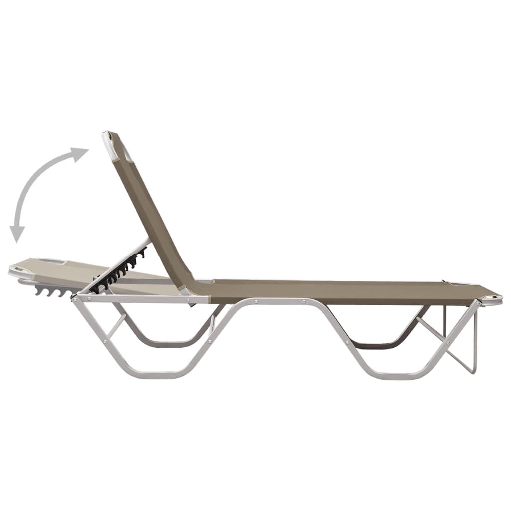 vidaXL Sun Lounger Aluminium and Textilene Taupe