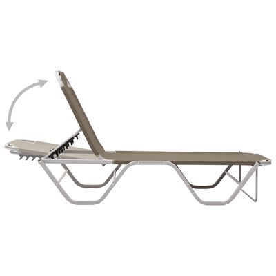 vidaXL Sun Lounger Aluminium and Textilene Taupe