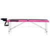 vidaXL 2-Zone Foldable Massage Table Aluminium Black and Pink