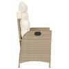 vidaXL Reclining Garden Chair with Cushions Beige Poly Rattan