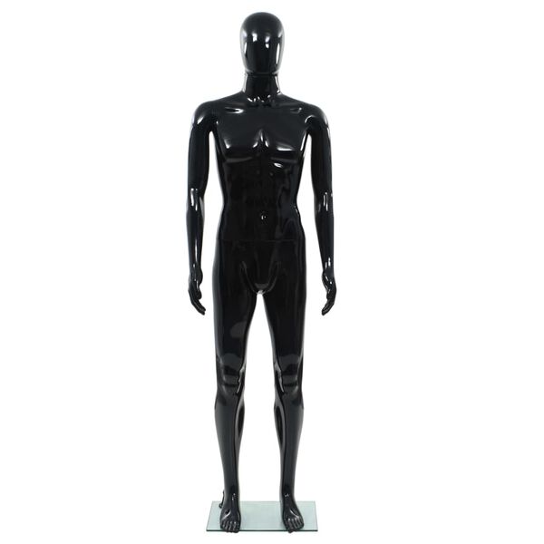 vidaXL Full Body Male Mannequin with Glass Base Glossy Black 185 cm