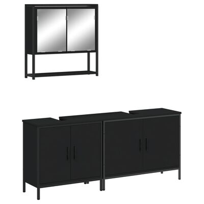 vidaXL 3 Piece Bathroom Furniture Set Black Engineered Wood