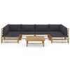 vidaXL 7 Piece Garden Lounge Set with Dark Grey Cushions Bamboo