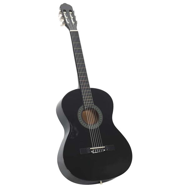 vidaXL Classical Guitar for Beginner Black 4/4 39" Basswood