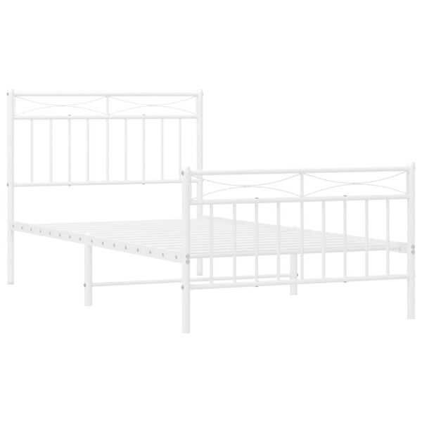 vidaXL Metal Bed Frame without Mattress with Footboard White 100x190cm