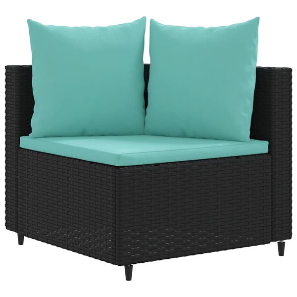 vidaXL 6 Piece Garden Sofa Set with Cushions Black Poly Rattan