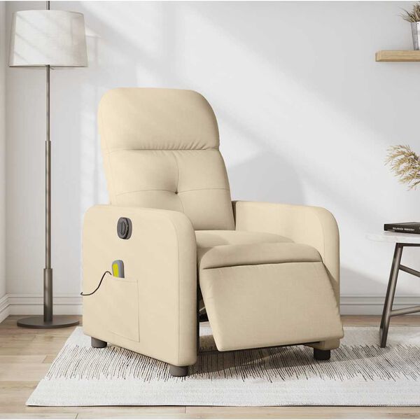 vidaXL Electric Massage Recliner Chair Cream Fabric