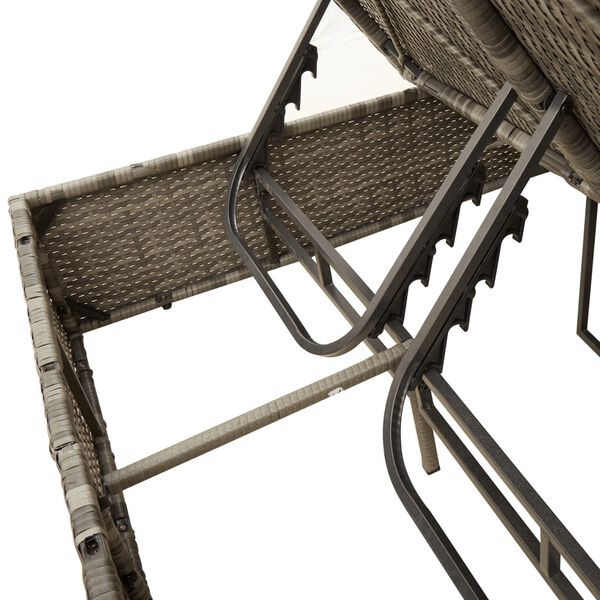 vidaXL Double Sun Lounger with Cushions&Parasol Grey Poly Rattan