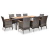 vidaXL 9 Piece Garden Dining Set with Cushions Poly Rattan Grey