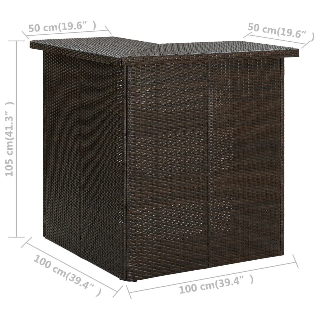 vidaXL 4 Piece Garden Bar Set with Cushions Poly Rattan Brown