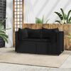 vidaXL Garden Corner Sofas with Cushions 2 pcs Black Poly Rattan