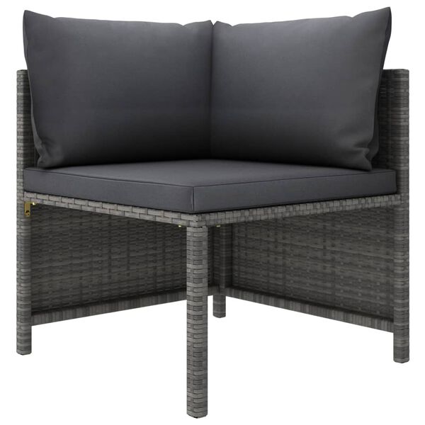 vidaXL 5 Piece Garden Lounge Set with Cushions Poly Rattan Grey