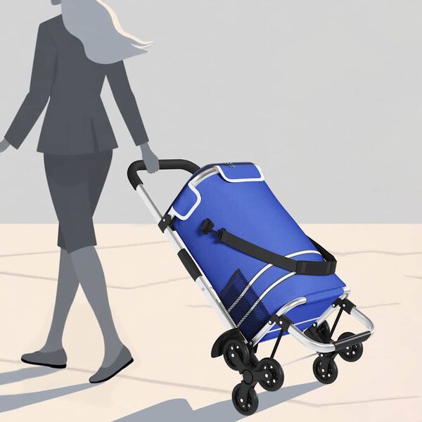 vidaXL Shopping Trolley Folding Blue 47 x 39 x 100.5 cm Oxford fabric