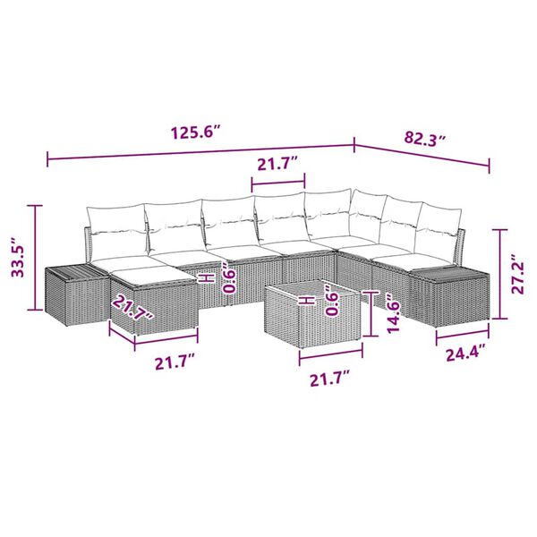 vidaXL Garden Sofa Set 9 pcs Black and turquoise